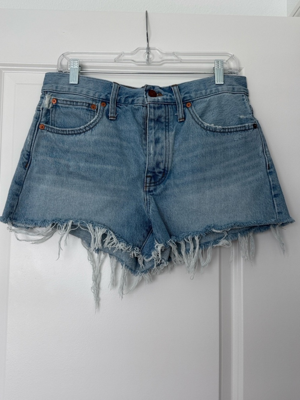 Madewell Light Blue Frayed Hem Denim Shorts